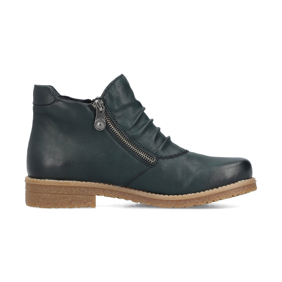 Rieker Ladies Boot 73553-54 Casual Ankle boot with double Zip GREEN 73553-54