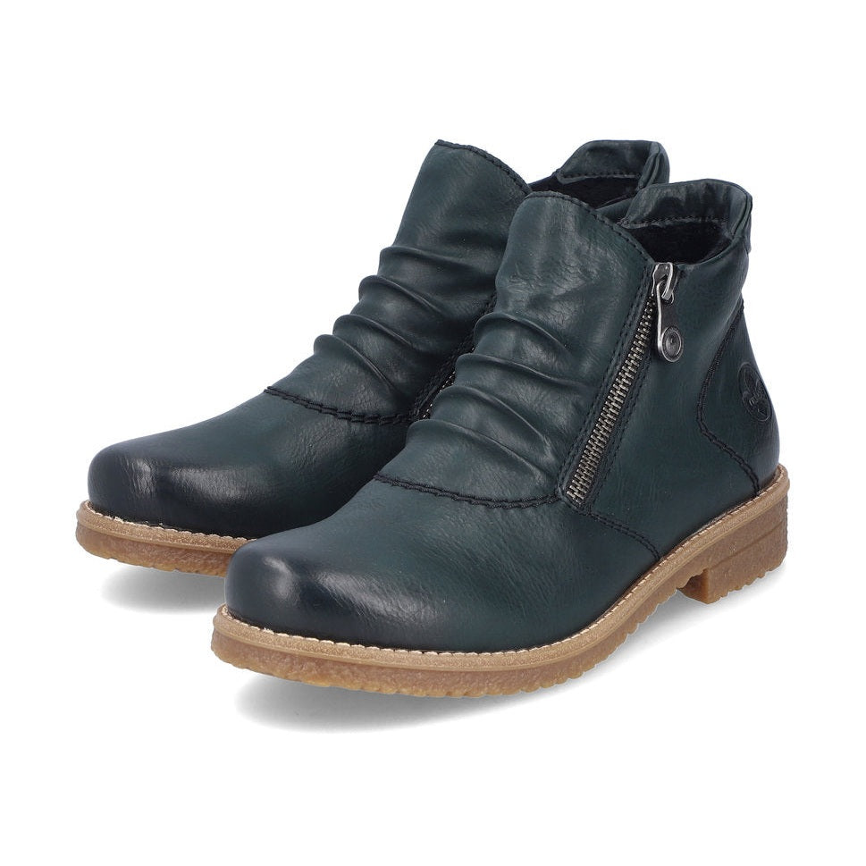 Rieker Ladies Boot 73553-54 Casual Ankle boot with double Zip GREEN 73553-54