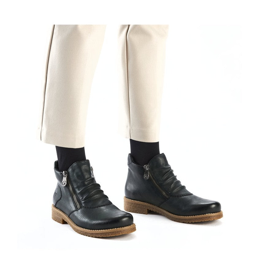 Rieker Ladies Boot 73553-54 Casual Ankle boot with double Zip GREEN 73553-54