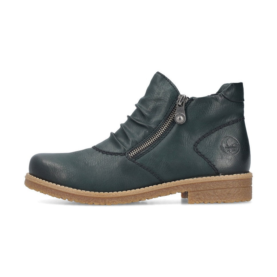 Rieker Ladies Boot 73553-54 Casual Ankle boot with double Zip GREEN 73553-54
