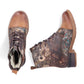 Rieker Ladies Boot 94611-90 Floral Print Ankle boot with lace and Zip BROWN PRINT 94611-90