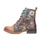 Rieker Ladies Boot 94611-90 Floral Print Ankle boot with lace and Zip BROWN PRINT 94611-90