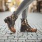 Rieker Ladies Boot 94611-90 Floral Print Ankle boot with lace and Zip BROWN PRINT 94611-90