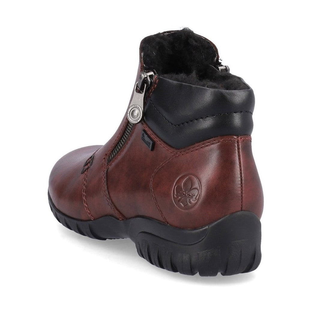 Rieker Ladies Boot L4655 RED Soft Leather Twin Zip Water repellent ankle boot L4655-35
