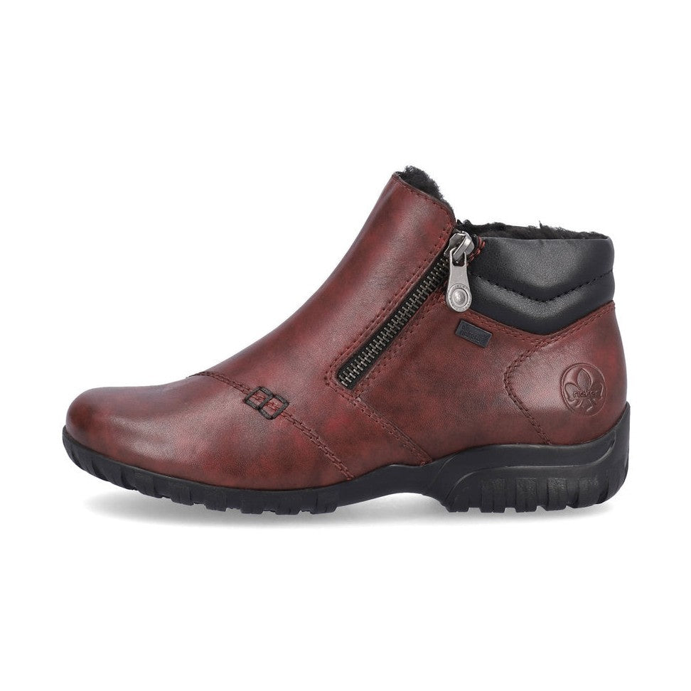 Rieker Ladies Boot L4655 RED Soft Leather Twin Zip Water repellent ankle boot L4655-35