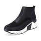 Rieker Ladies Boot N6352 Trainer style front zip Ankle Boot with wedge sole BLACK MULTI N6352-00