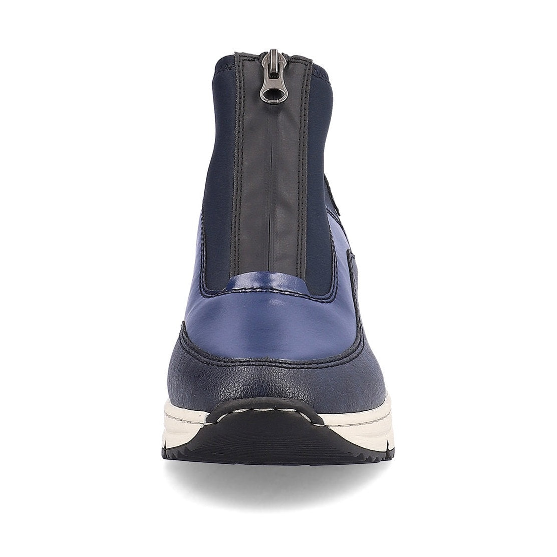 Rieker Ladies Boot N6352 Trainer style front zip Ankle Boot with wedge sole BLUE MULTY N6352-14
