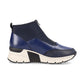 Rieker Ladies Boot N6352 Trainer style front zip Ankle Boot with wedge sole BLUE MULTY N6352-14