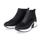 Rieker Ladies Boot N6352 Trainer style front zip Ankle Boot with wedge sole BLACK MULTI N6352-00