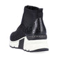 Rieker Ladies Boot N6352 Trainer style front zip Ankle Boot with wedge sole BLACK MULTI N6352-00