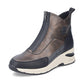 Rieker Ladies Boot N9381 Trainer style front zip Ankle Boot with wedge sole BRONZE N9381-60