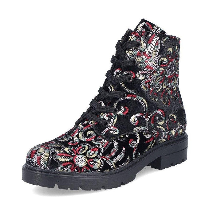 Rieker Ladies Boot Z2841 Metallic Print Ankle boot BLACK MULTI Z2841-90