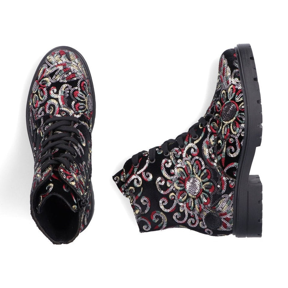 Rieker Ladies Boot Z2841 Metallic Print Ankle boot BLACK MULTI Z2841-90