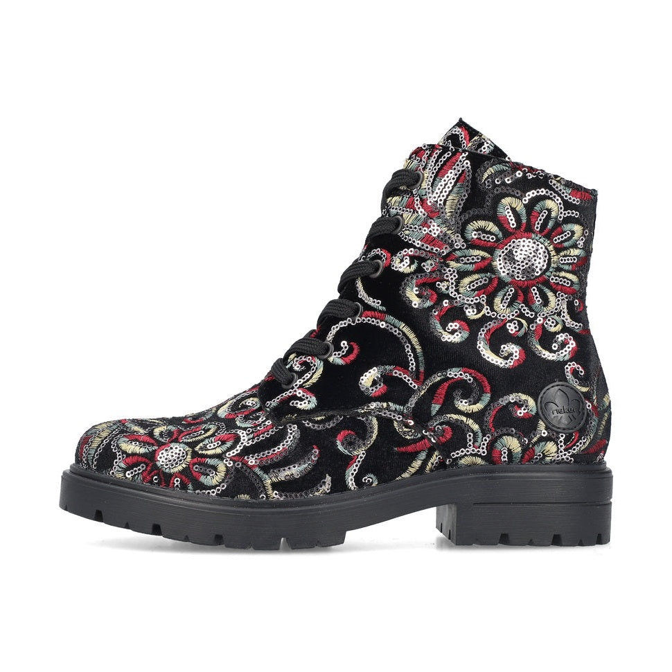 Rieker Ladies Boot Z2841 Metallic Print Ankle boot BLACK MULTI Z2841-90