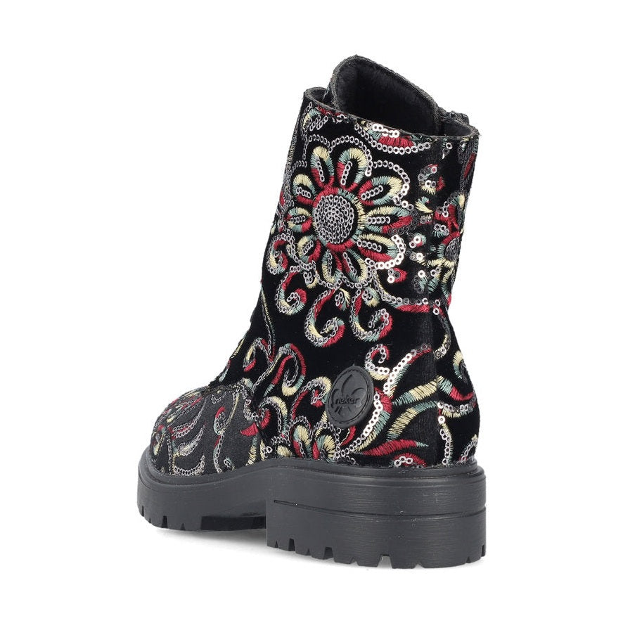 Rieker Ladies Boot Z2841 Metallic Print Ankle boot BLACK MULTI Z2841-90