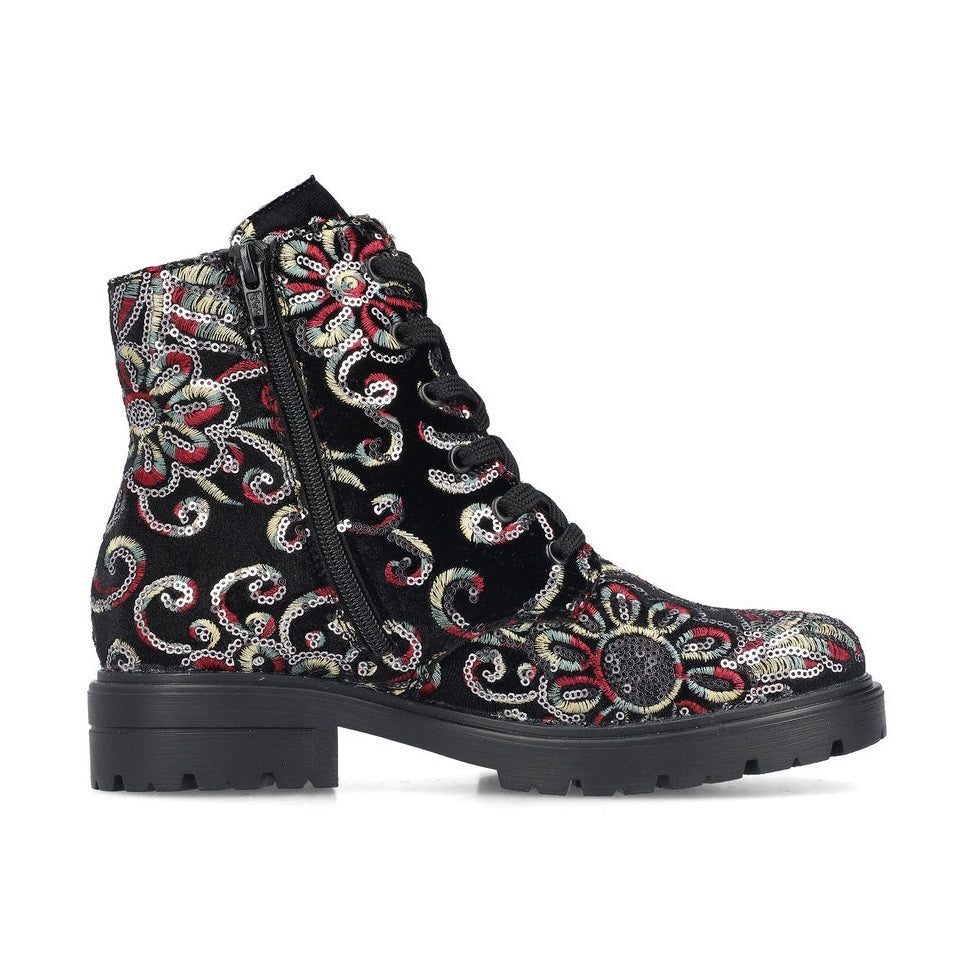 Rieker Ladies Boot Z2841 Metallic Print Ankle boot BLACK MULTI Z2841-90