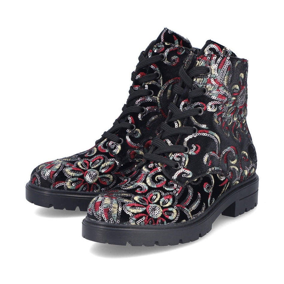Rieker Ladies Boot Z2841 Metallic Print Ankle boot BLACK MULTI Z2841-90