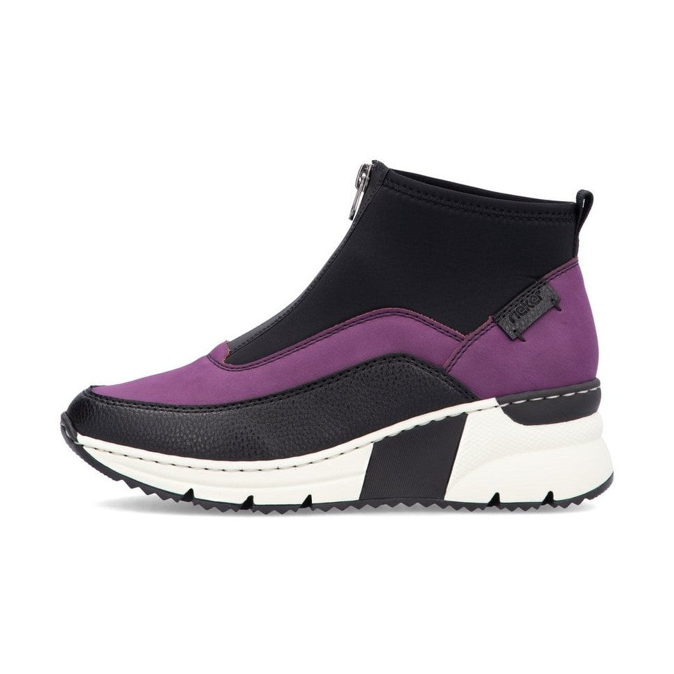 Rieker Ladies N6352 PURPLE Trainer style front zip Ankle Boot N6352-60