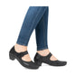 Rieker Ladies Shoe 41756 Low Heeled Court shoe with touch fastening Bar BLACK 41756-00