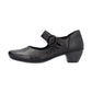 Rieker Ladies Shoe 41756 Low Heeled Court shoe with touch fastening Bar BLACK 41756-00
