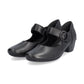 Rieker Ladies Shoe 41756 Low Heeled Court shoe with touch fastening Bar BLACK 41756-00