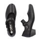 Rieker Ladies Shoe 41756 Low Heeled Court shoe with touch fastening Bar BLACK 41756-00