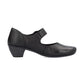 Rieker Ladies Shoe 41756 Low Heeled Court shoe with touch fastening Bar BLACK 41756-00