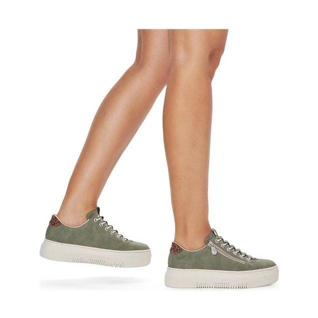 Rieker Leather platform trainer M1952-52 GREEN