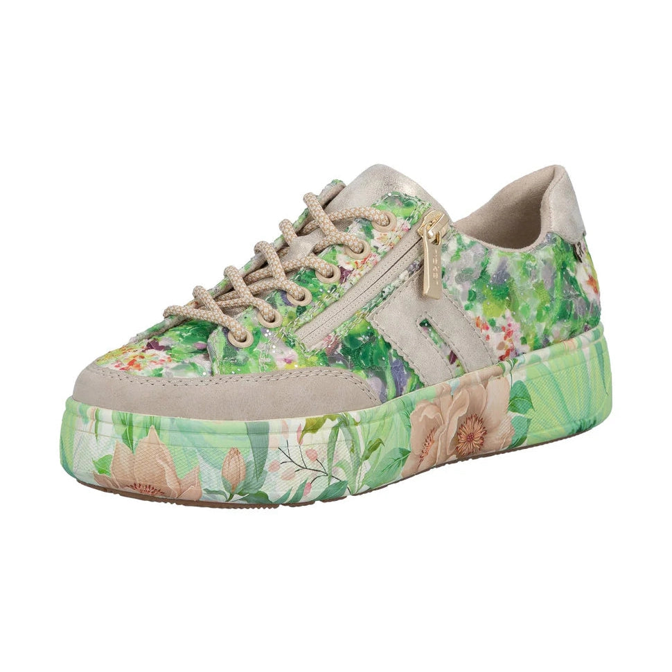Rieker M7711 MULTI Floral Sneaker with Laces and Zip M7711-90