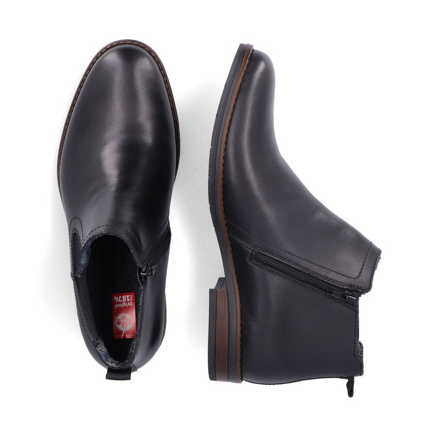 Rieker Men's Ankle boot with zip in leather BLACK 10374-00
