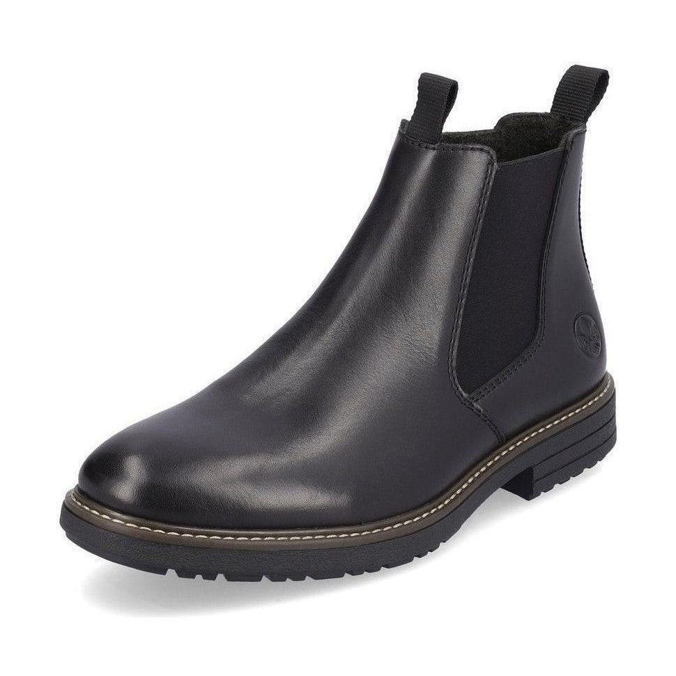 Rieker Men's Boot 33180 elastic sided ankle boot with side zip BLACK 33180-00