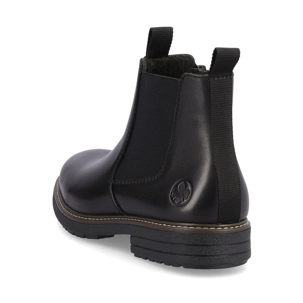 Rieker Men's Boot 33180 elastic sided ankle boot with side zip BLACK 33180-00