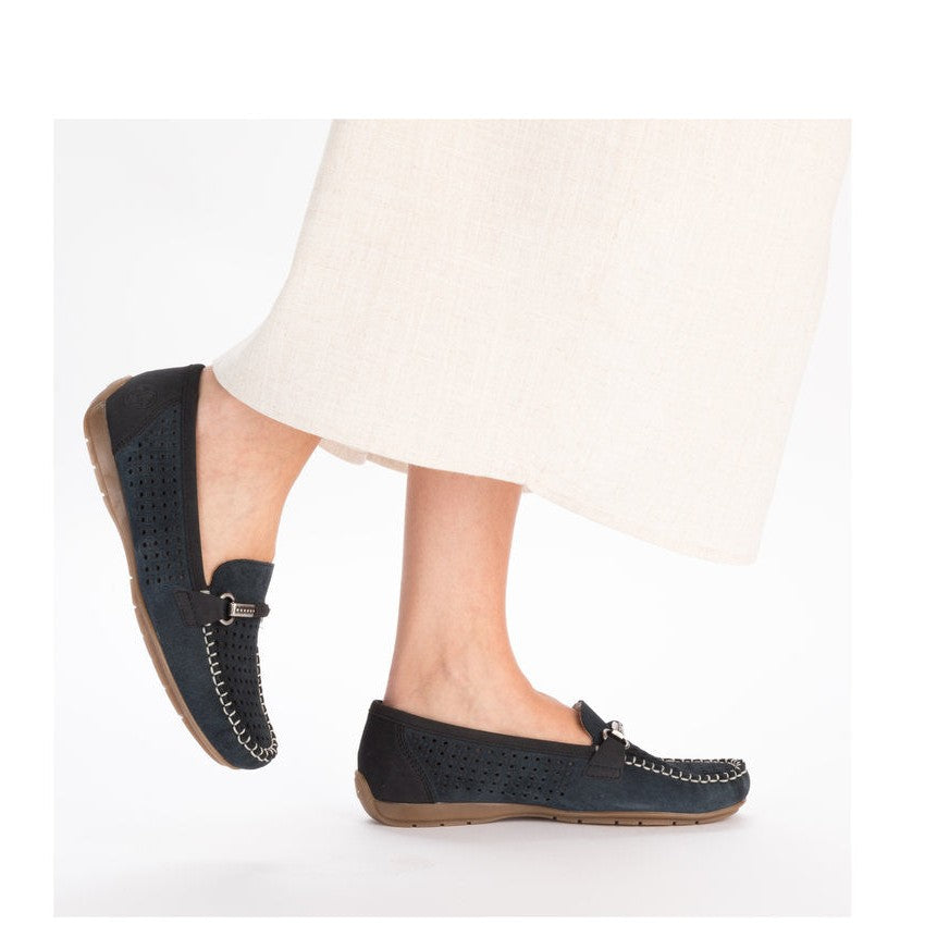Rieker Moccasin Loafer Shoe 40253-14 Slip on in Navy