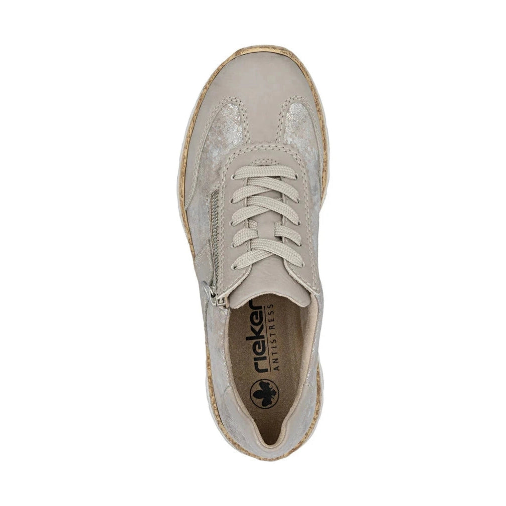 Rieker N4221 ROSE Gold Trainer Style Shoe With Zip N4221-90