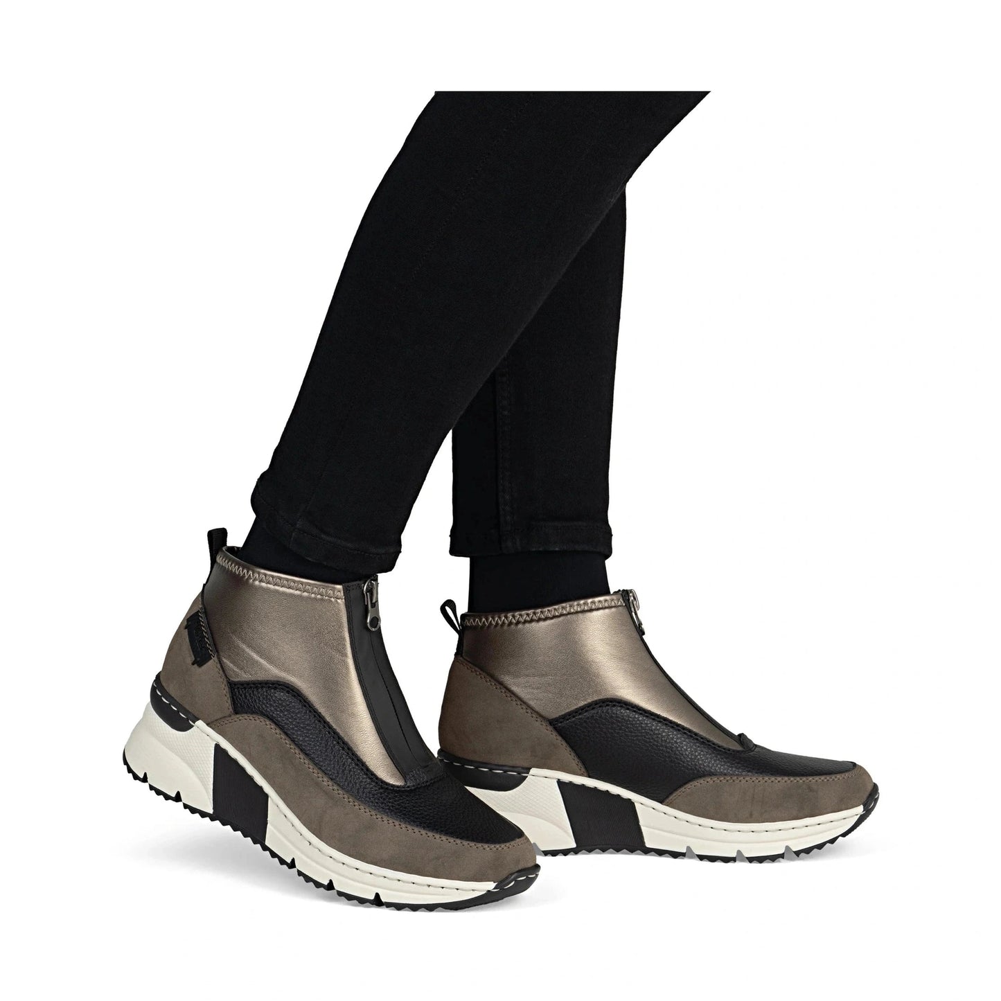 Rieker N6352 BROWN Wedge Zip Trainer Style Ankle Boot N6352-25