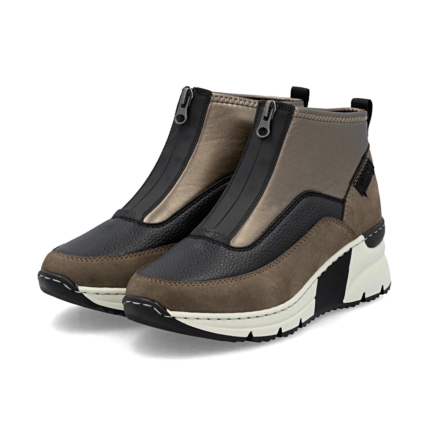 Rieker N6352 BROWN Wedge Zip Trainer Style Ankle Boot N6352-25