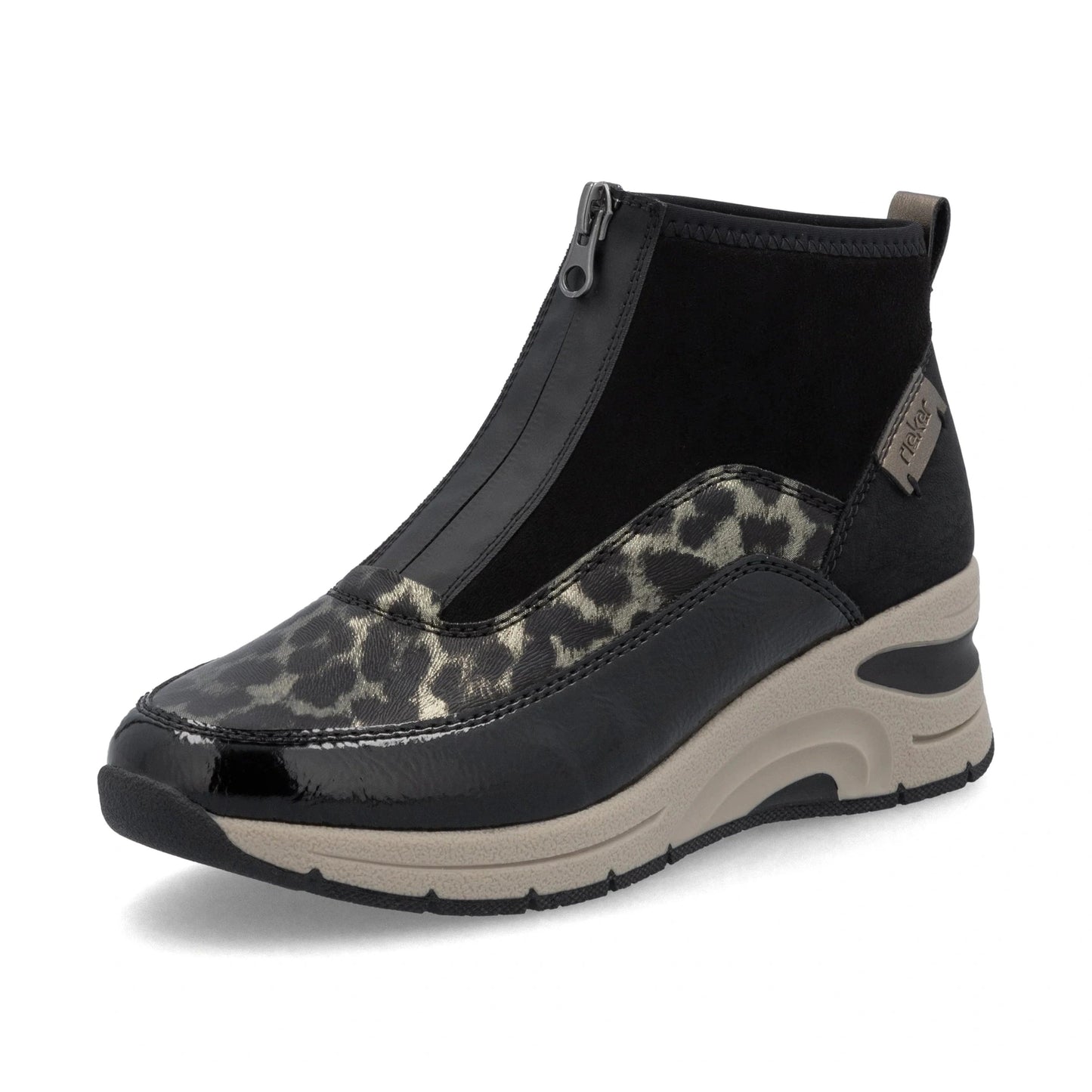 Rieker N9362 BLACK / Leopard Print Trainer Style Boot N9362-00