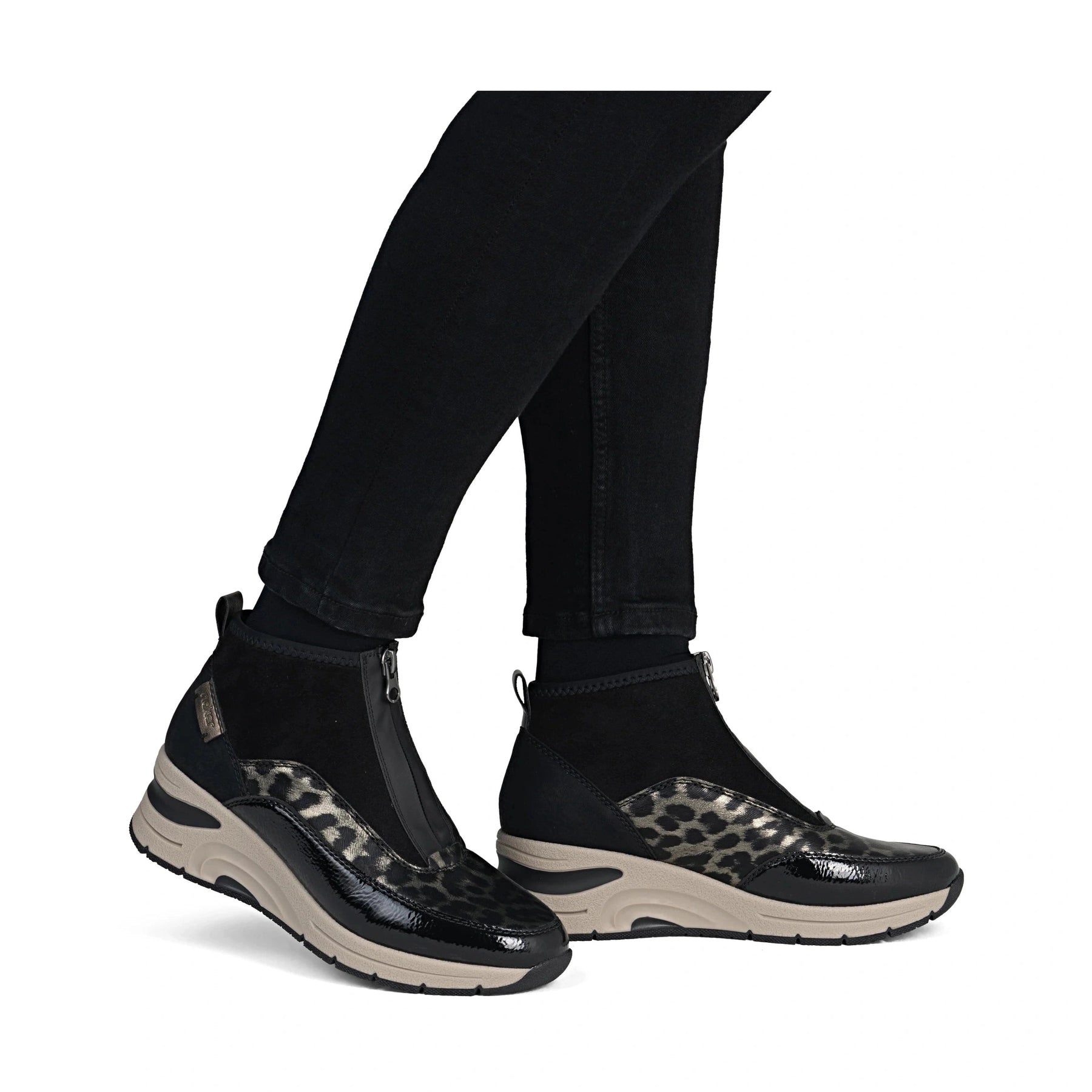 Rieker N9362 BLACK / Leopard Print Trainer Style Boot N9362-00