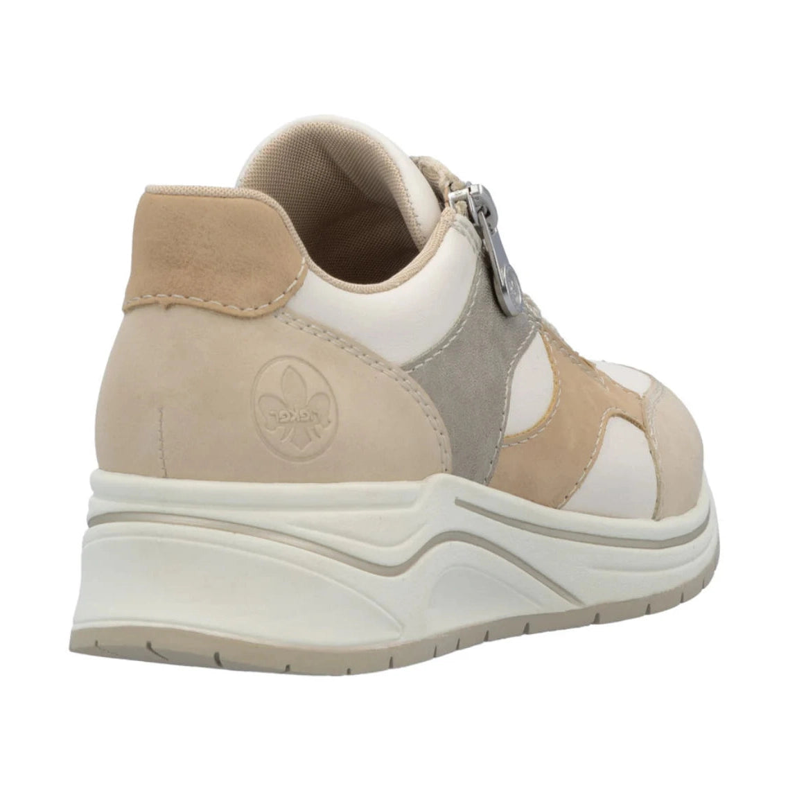 Rieker N9518 BEIGE Beige Wedge Trainer with Laces and Zip n9518-60