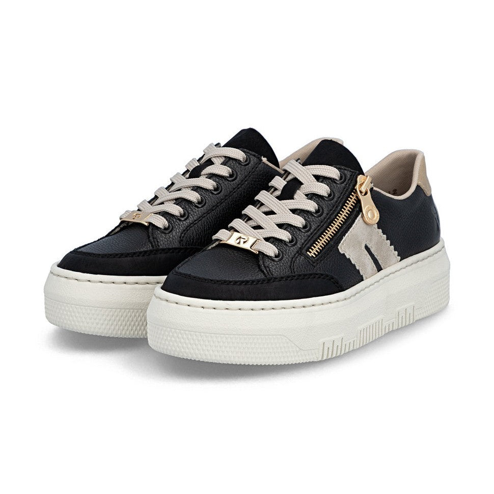 Rieker Platform Trainer With Lace And Zip M1912-00 BLACK