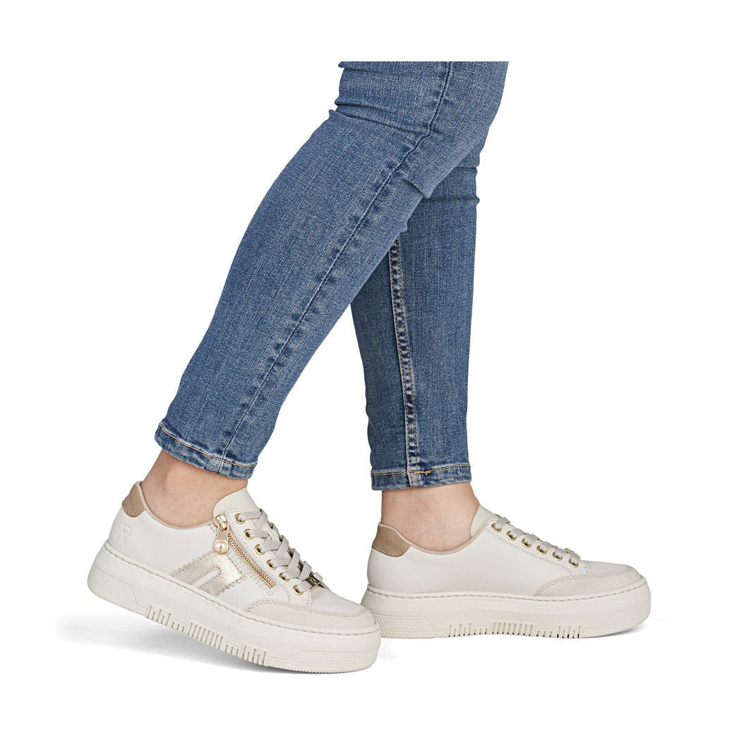 Rieker Platform Trainer With Lace And Zip M1912-80 CREAM M1912-80
