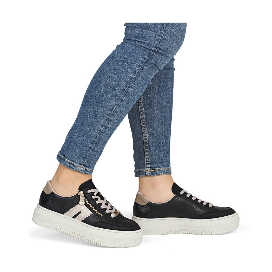Rieker Platform Trainer With Lace And Zip M1912-00 BLACK