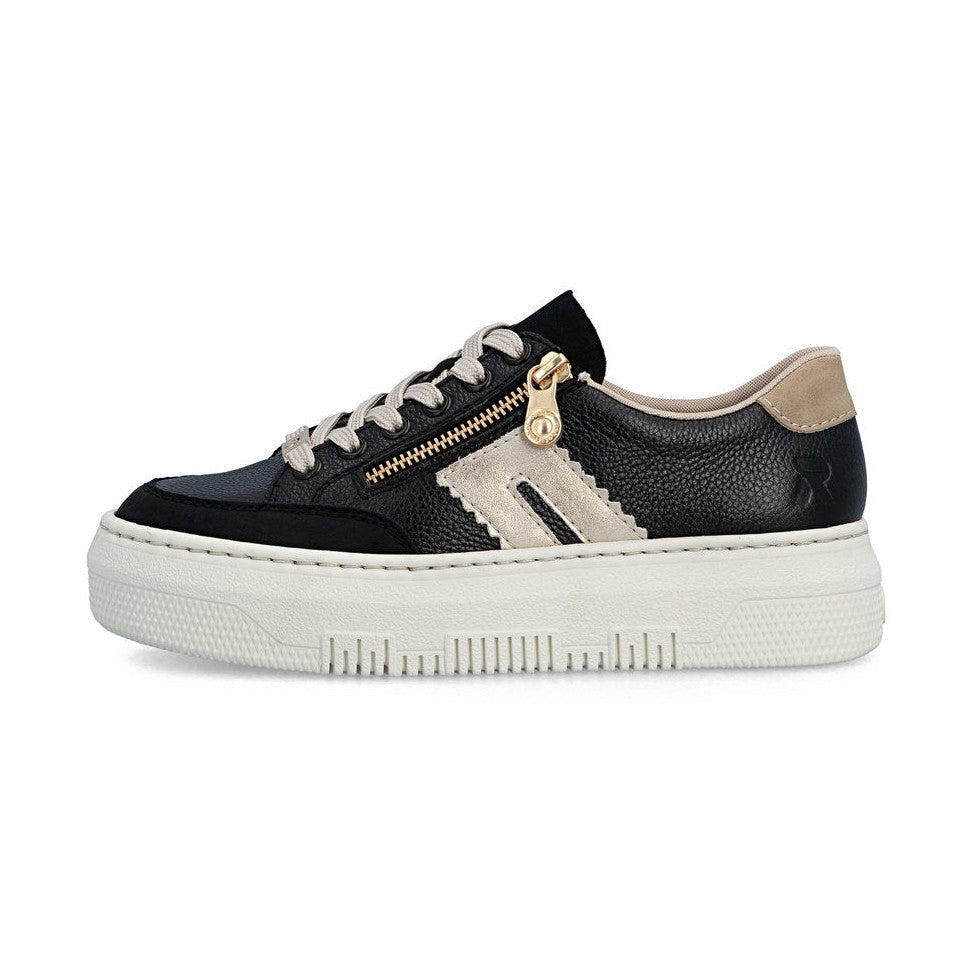 Rieker Platform Trainer With Lace And Zip M1912-00 BLACK