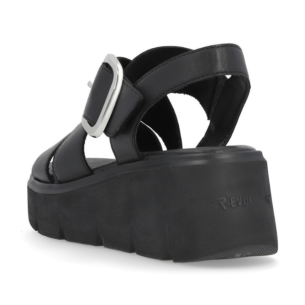 Rieker R-Evolution Chunky Wedge Sandal W1550-00 BLACK