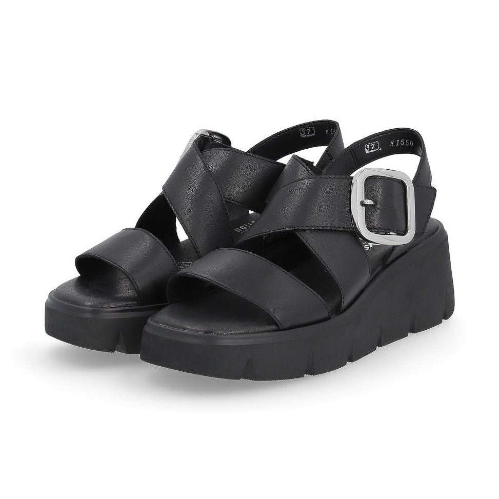 Rieker R-Evolution Chunky Wedge Sandal W1550-00 BLACK