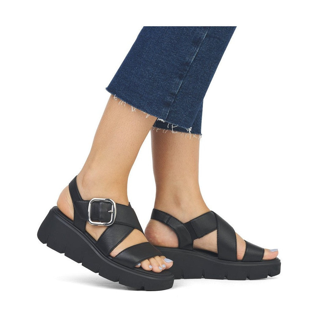 Rieker R-Evolution Chunky Wedge Sandal W1550-00 BLACK