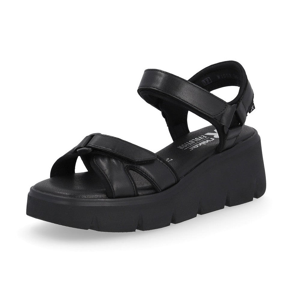 Rieker R-Evolution Chunky Wedge Sandal W1552-00 BLACK