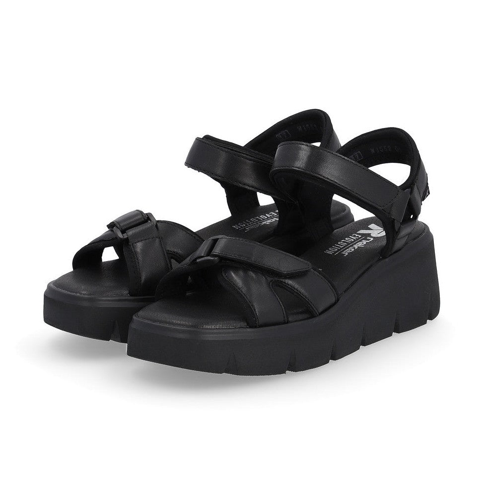 Rieker R-Evolution Chunky Wedge Sandal W1552-00 BLACK