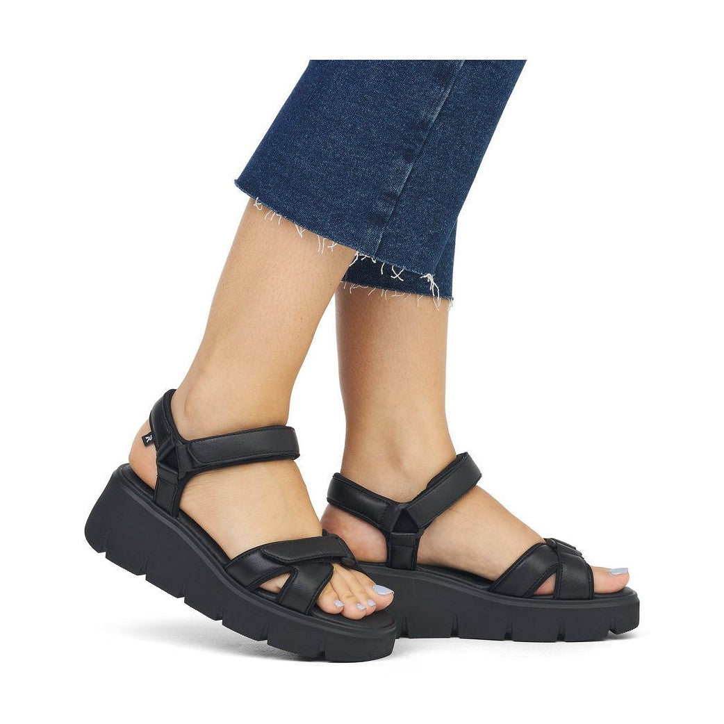 Rieker R-Evolution Chunky Wedge Sandal W1552-00 BLACK