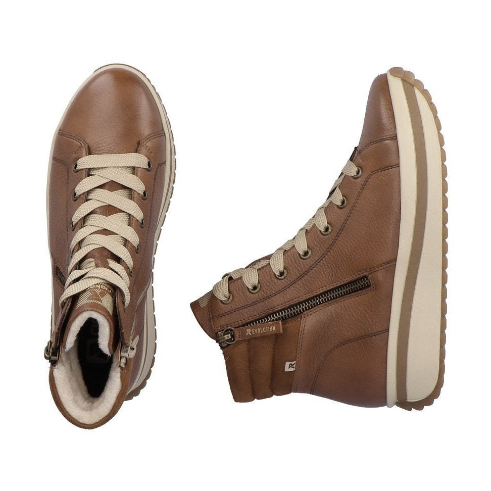 Rieker R'evolution Ankle Boot with Lace and ZIp W0962-24 BROWN